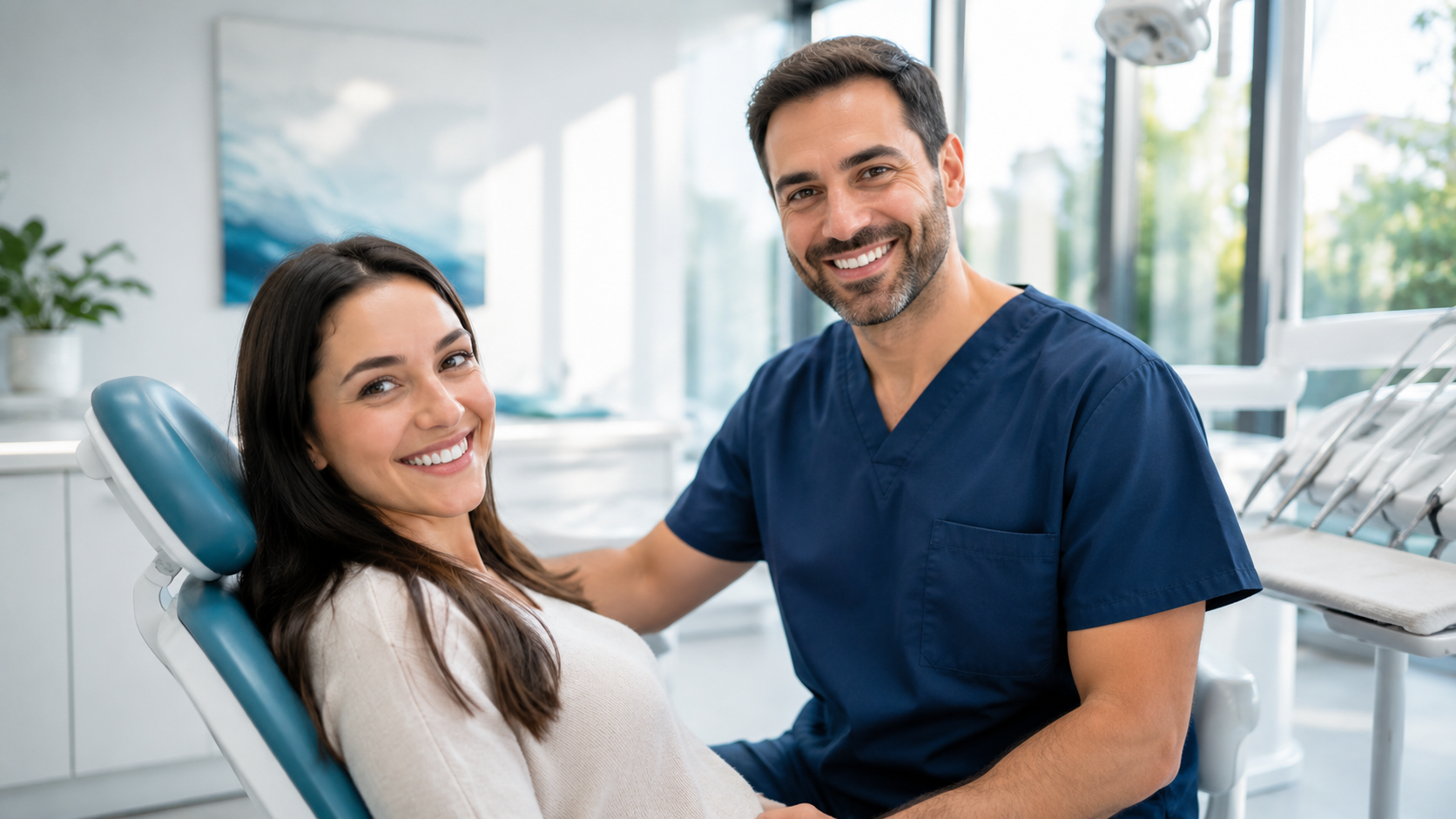 Dentist with patient